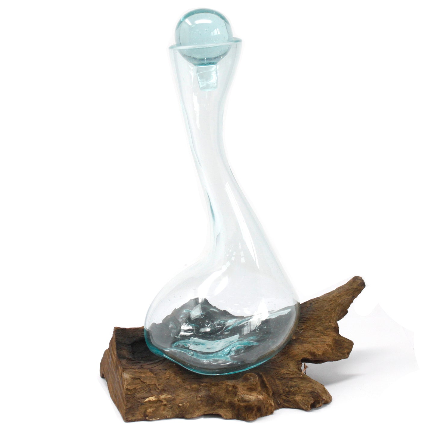Decanter de vinho - Vidro Fundido em Madeira