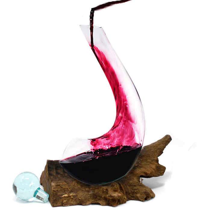 Decanter de vinho - Vidro Fundido em Madeira